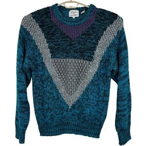 VINTAGE Sears Roebuck Co. Hand Knit Sweater Large blue gray acrylic